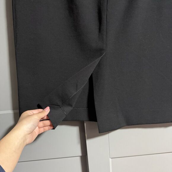 VINCE Women Elastic Waist Back Slit Zipper Stretch Pencil Skirt Black 8 Career - Picture 4 of 7